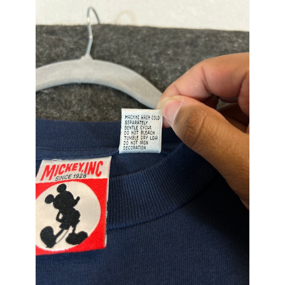 Vintage 90s Mickey Goofy Donald Duck Tape Shirt Mens XL Blue Cartoon Long Sleeve - Picture 7 of 8